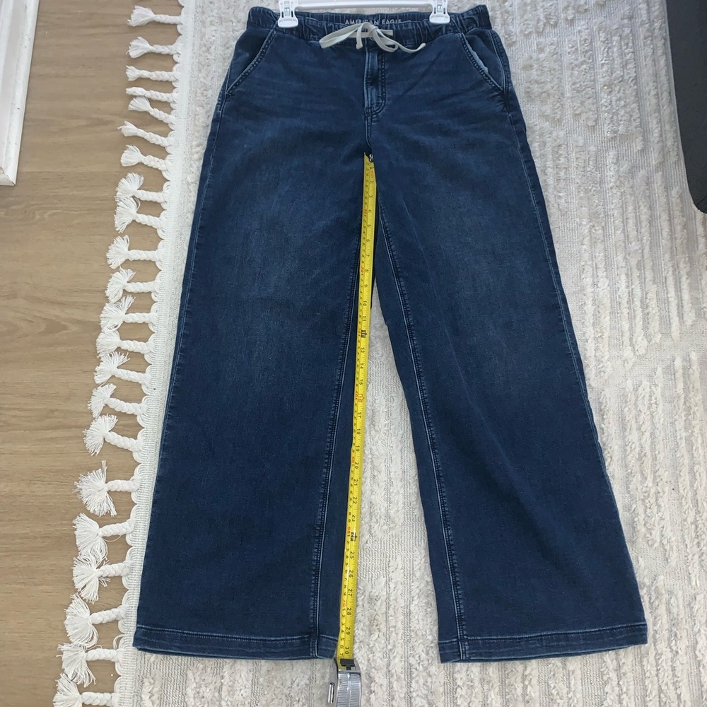 AE Dreamy Drape Cozy Low-Rise Baggy Wide-Leg Jean (Simply Dark Wash) (Size M) - Picture 9 of 11